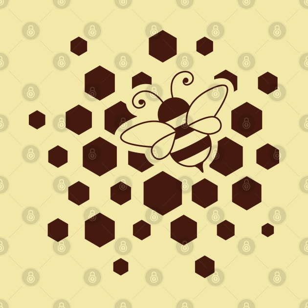 Bee, honeycombs and yellow splash by Florin Tenica