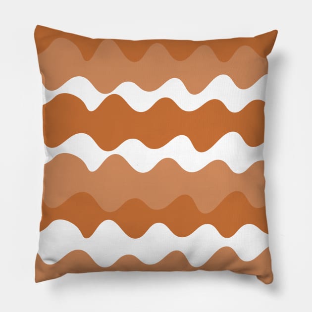 Brown and white horizontal waves pattern Pillow by Baobabprintstore