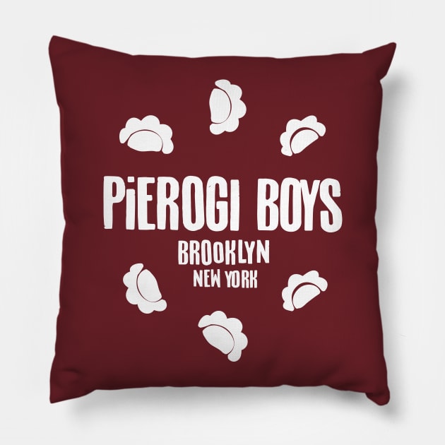 Pierogi Boys Brooklyn - White Pillow by pepart