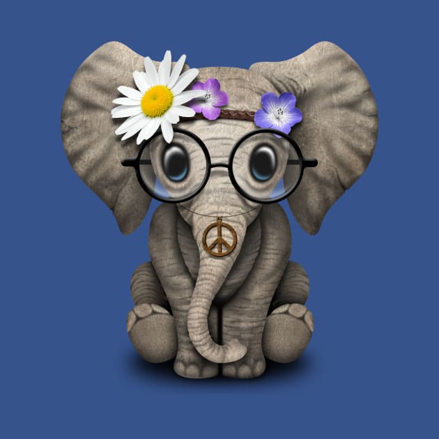 Cute Baby Elephant Hippie by jeffbartels