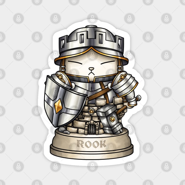 Chess Cat Rook Tower Magnet by Takeda_Art