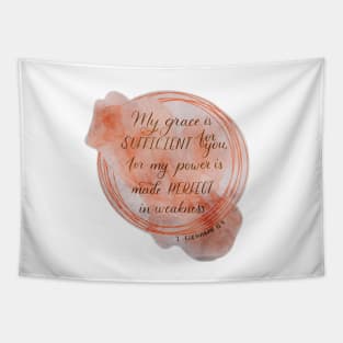 My grace is sufficient for you watercolour wreath Tapestry