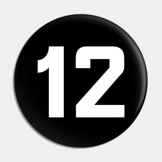 Number Twelve - 12 - Any Color - Team Sports Numbered Uniform Jersey - Birthday Gift Pin by Modern Evolution