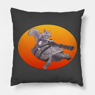 Funny Squirrel Military Gamer Humor Round Pillow