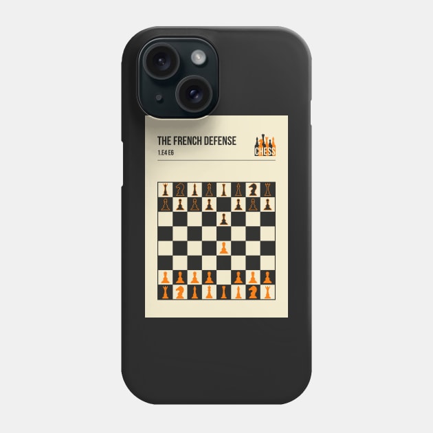 Chess The French Defence Minimalistic book cover chess opening art. Phone Case by jornvanhezik