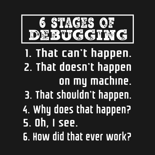 6 Stages of Debugging   Bug Coding Computer Programmer by nevilleanthonysse