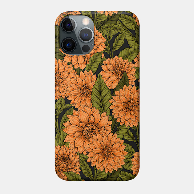 Orange Dahlia garden - Dahlias - Phone Case