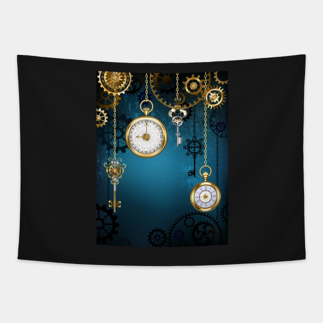 Design with Clocks and Gears ( Steampunk ) Tapestry by Blackmoon9