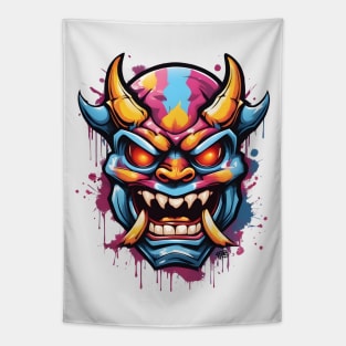 Oni - Japanese Demon, Graffiti Art Tapestry