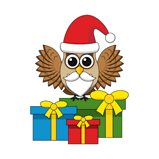 Santa Claus Owl with Presents T-Shirt