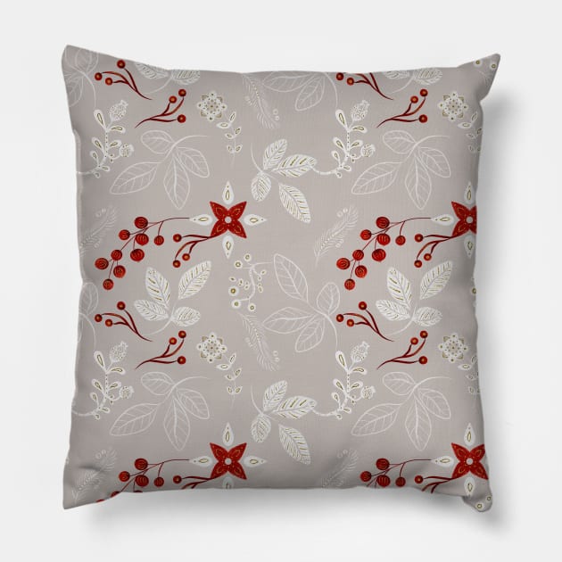 Pastel Wild Flower Folk Pattern Pillow by jodotodesign