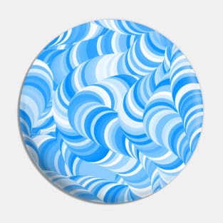 White Blue Swirl Coil Abstract Pattern Pin