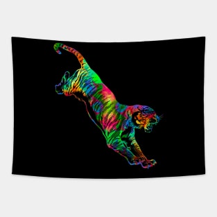 Tiger Abstract Colour Silhouette Art Tapestry