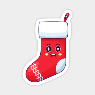 Cartoon Kawaii Santa Claus Sock with Star Strucking Face Magnet