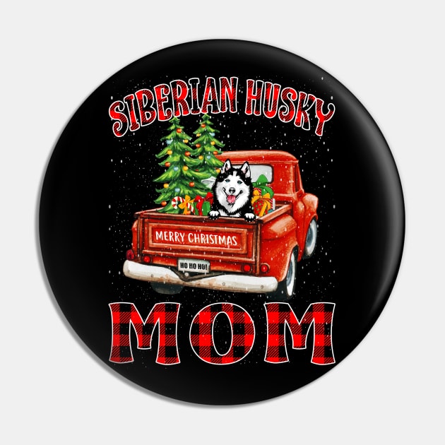 Christmas Siberian Husky Mom Santa Hat Truck Tree Plaid Dog Mom Christmas Pin by intelus