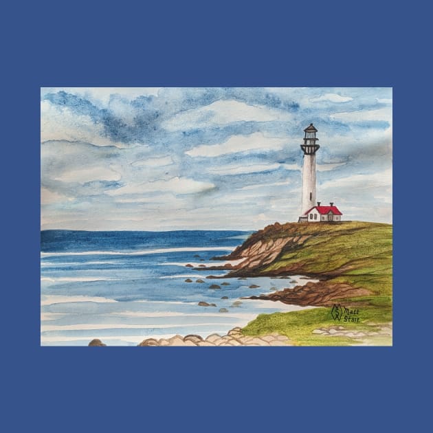 Lighthouse along the rocky shore by Matt Starr Fine Art