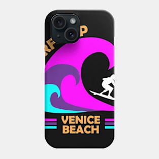 Synthwave Surfs Up on Venice Beach Phone Case