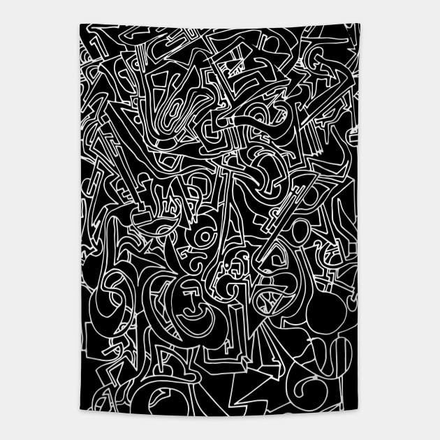 Abstract Ink Drawing #14 Black Tapestry by MrBenny