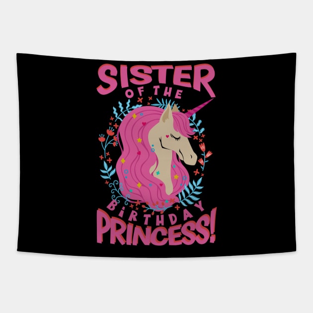 Sister of the Birthday Princess Unicorn Tapestry by aneisha