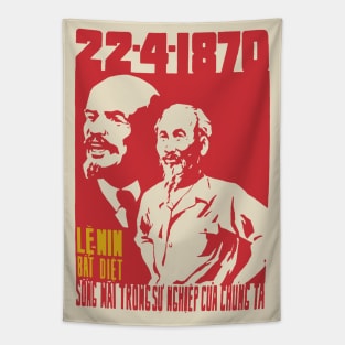 Lenin Lives In Our Lives - Vietnamese Propaganda Tapestry