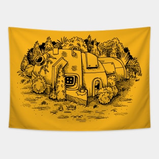 Robot junk garden Tapestry