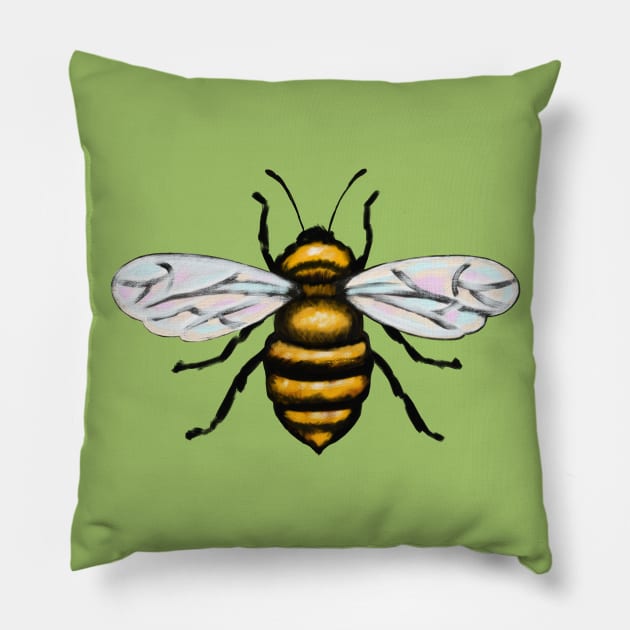 Painted Bee Pillow by okpinsArtDesign