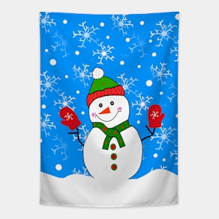 Red Mitted Snowman Tapestry