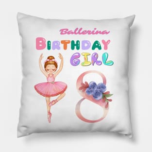 8th birthday ballerina girl Pillow
