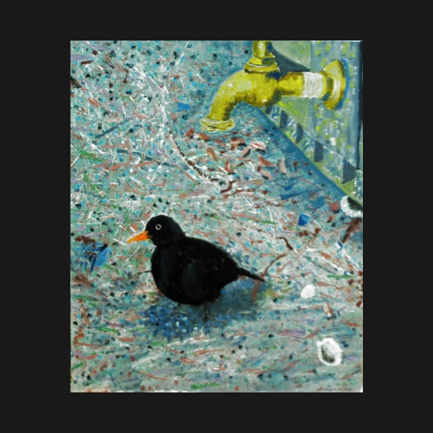 Blackbird Lord Howe Island, painting by Geoff Hargraves by gjhargraves