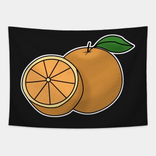 Orange hand drawn fruits summer Tapestry