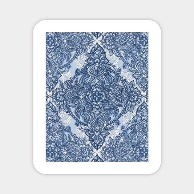 Denim Blue Lace Pencil Doodle Magnet by micklyn