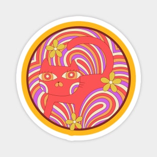 Retro Psychedelic Kitty Magnet