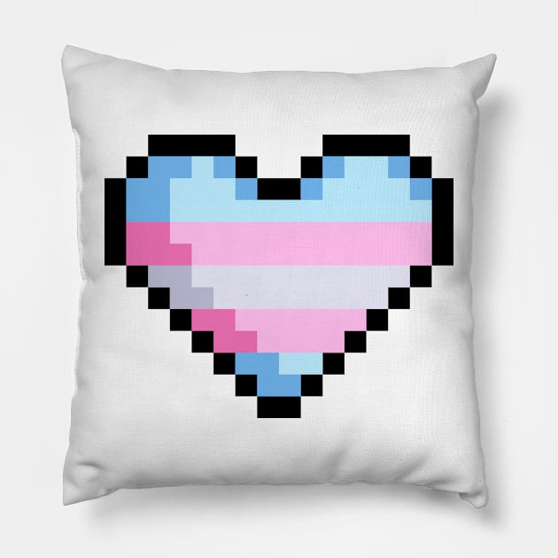 Pixel Trans Flag Heart Pillow by rafagars