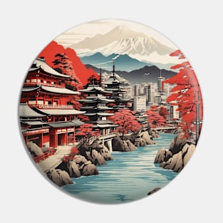 Kyoto Japan Travel Vintage Tourism Poster Pin