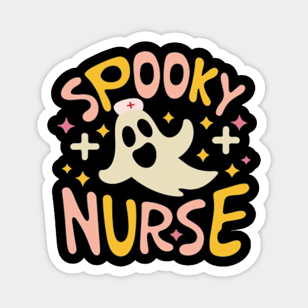 Groovy Retro Halloween Spooky Nurse Ghost Nurses Halloween Magnet by larfly