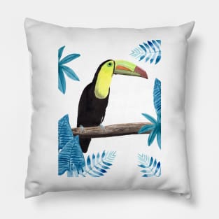 Toucan with tropical leaves Pillow