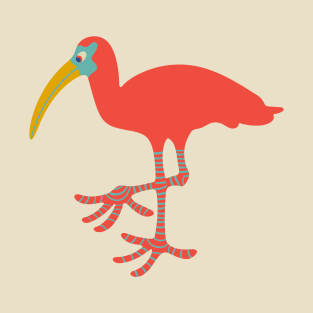 SCARLET IBIS Funny Cute Tropical Bird with Big Feet - UnBlink Studio by Jackie Tahara T-Shirt