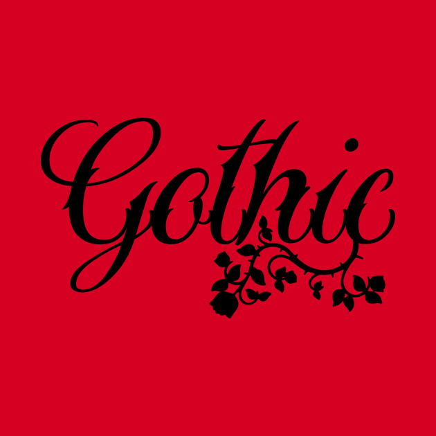 Gothic in aesthetic script with rose by SpassmitShirts