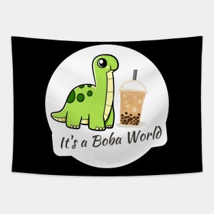 Boba Lover It's a Boba World Dinosaur Brontosaurus Tapestry