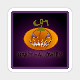 Scary Pumpkin on purple background. Magnet