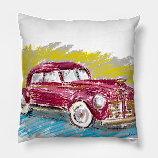 Old Red Plymouth Sketch Pillow