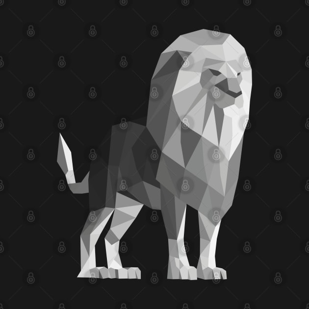 Grey Low Poly Lion by shaldesign