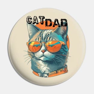 vintage cat dad , a charismatic cat wearing sunglasses Pin