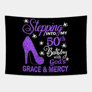 Stepping Into My 50th Birthday With God's Grace & Mercy Bday Tapestry