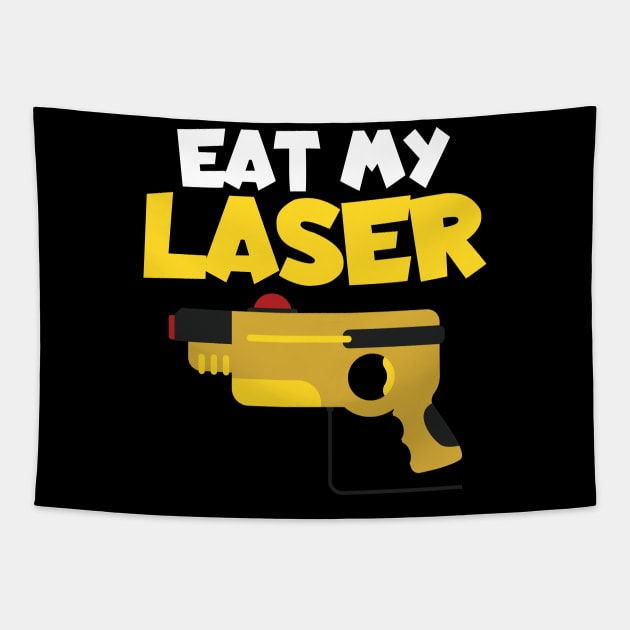 Lasertag eat my laser Tapestry by maxcode