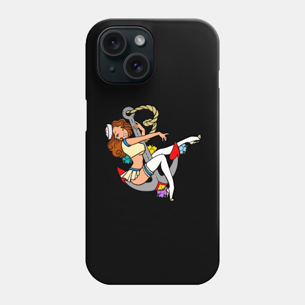 Colourful, Retro Tattoo Inspired Design for People who Love the Sea and Old School Tattoos Phone Case by The Rag Trade 2021