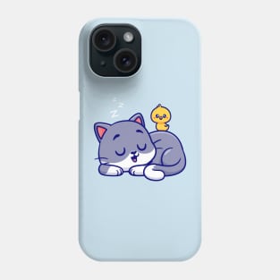 Cute Cat Sleeping With Chick Cartoon Phone Case