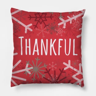 Thankful Snowflake Greeting Holiday Pillow