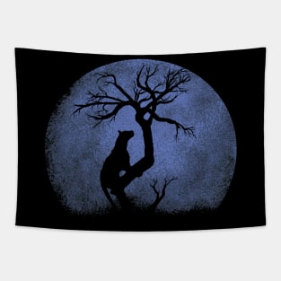 leopard on a tree. moon Tapestry