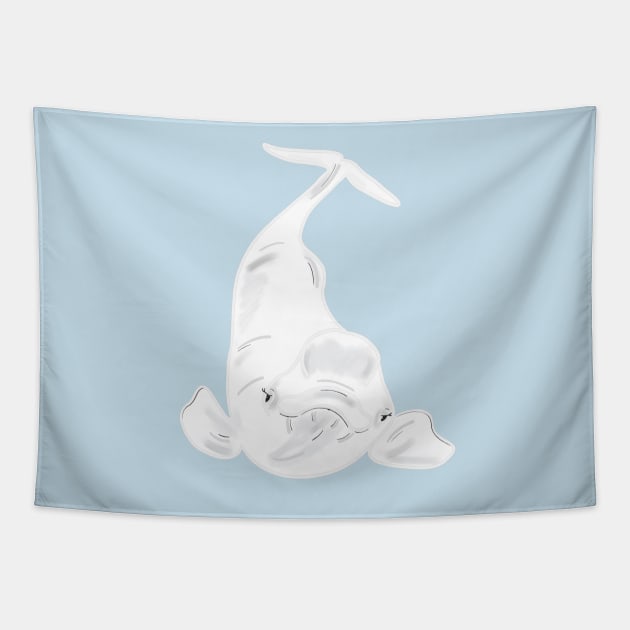 Beluga Whale - Cartoon Tapestry by eeliseart